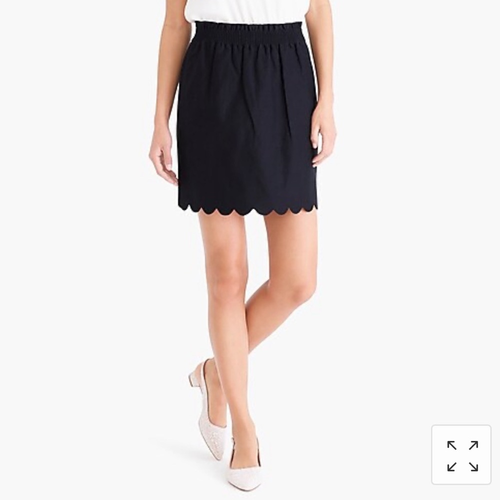 Jcrew Black Scallop Skirt with Elastic Waist